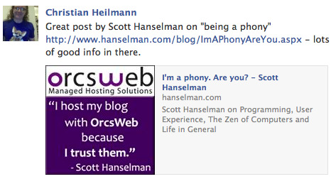 scott hanselman post shared on Facebook with a wrong thumbnail