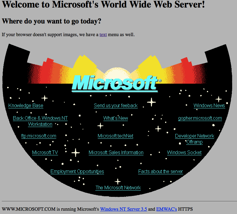 microsoft's first web site