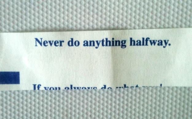 never do anything halfway