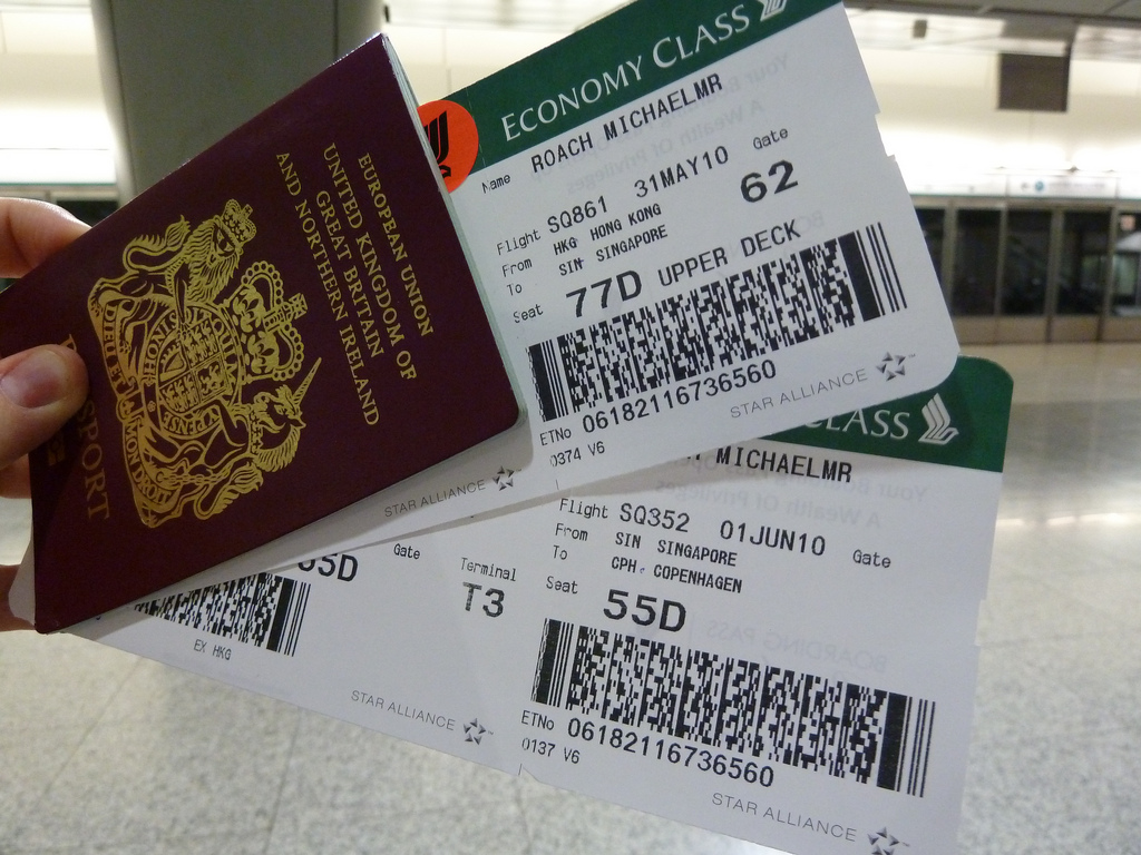 Passport with boarding passes