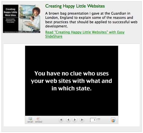 screenshot of a SlideShare presentation shown with this plugin (display state)