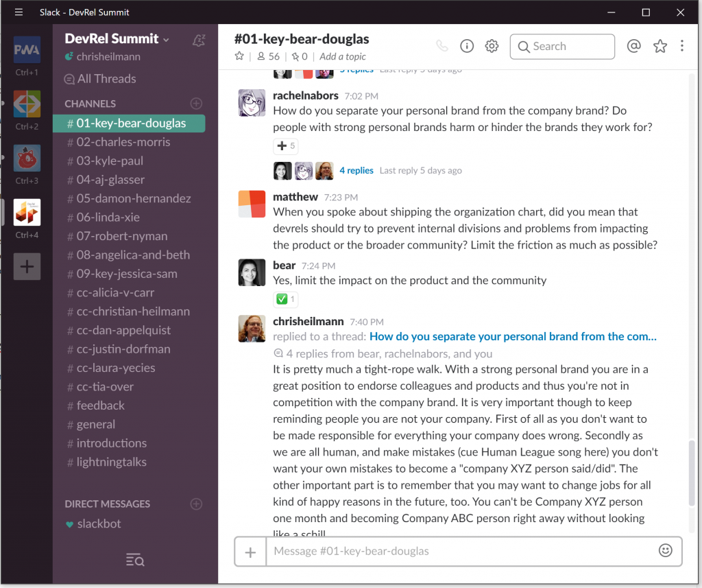 Slack Channel of the event