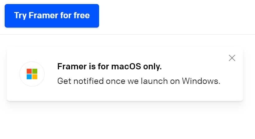Framer is only available on OSX