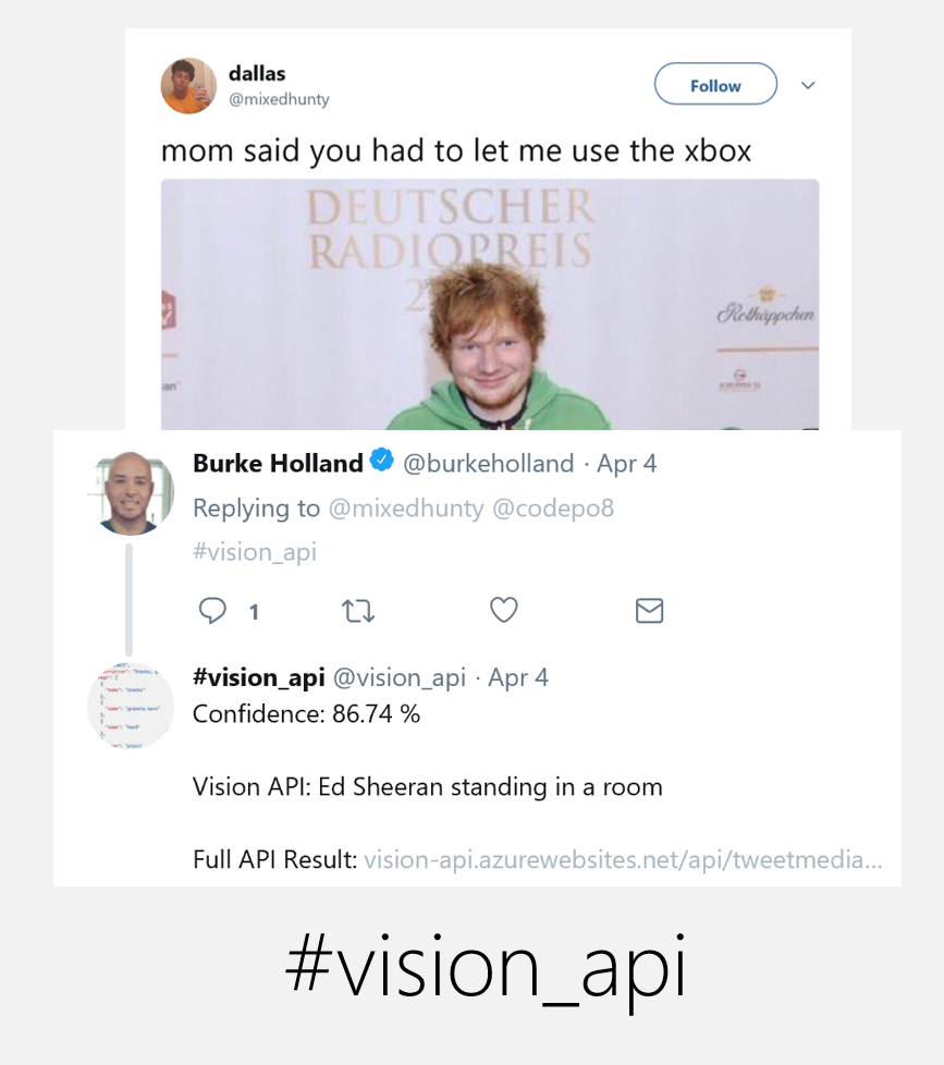 Vision API recognising photos by using #vision-api in Twitter