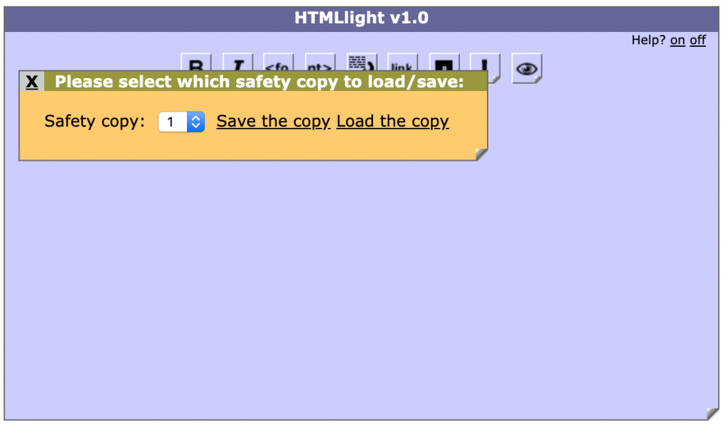 HTML Light storing interface
