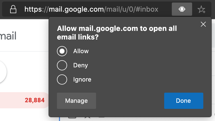 Allowing Gmail to open all email links