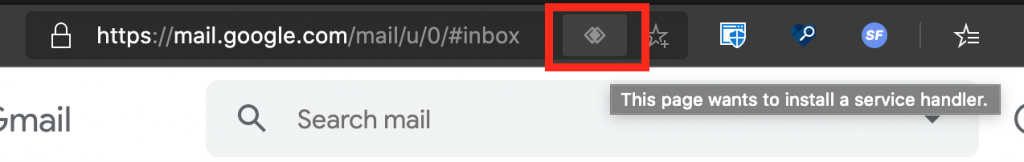 Hander icon showing in the URL toolbar