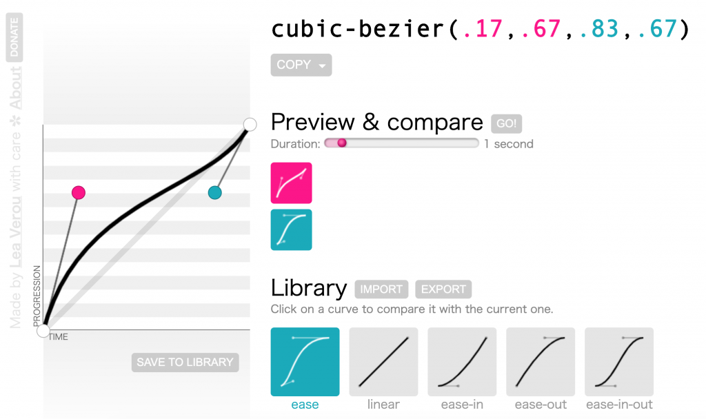 screenshot of the cubic bezier tool by Lea Verou