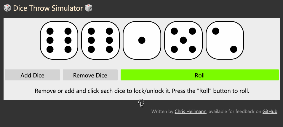 A dice throw simulator in the browser.