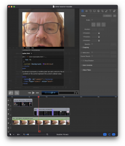 Screenshot of the screenflow template with the different video streams and editing interface