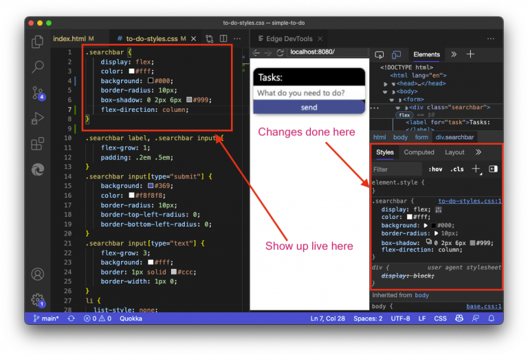 CSS Mirror Editing in Edge DevTools for VS Code Christian Heilmann