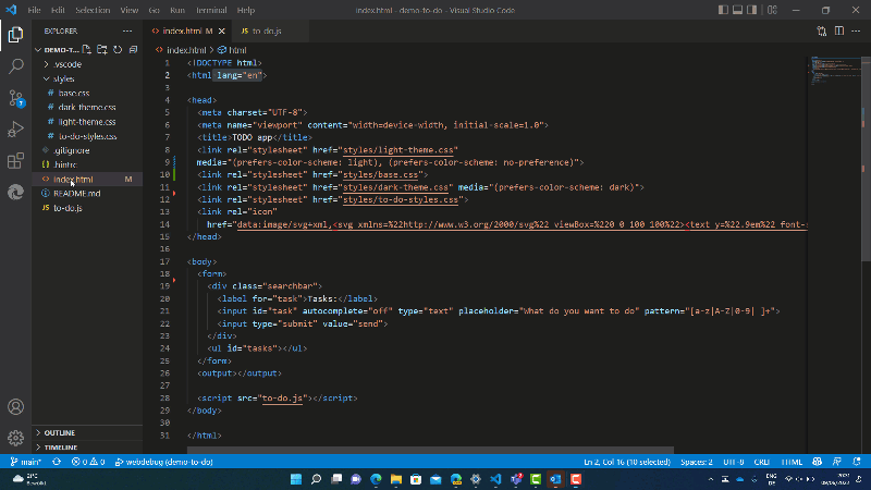 the extension showing what it does inside visual studio code