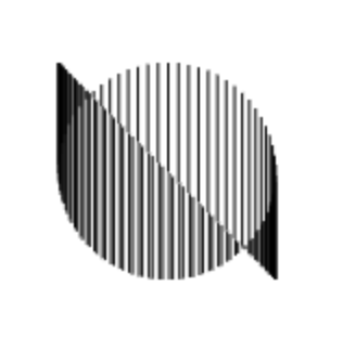 Newsoft logo - a circle made from vertical lines connected to two anchor points