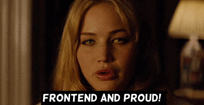 Jennifer Lawrence as the shapeshifter mystique in X-Men first class, originally saying 'Mutant and proud' here with the caption 'frontend and proud?'