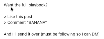 A part of a post highlighted asking people that in order to get access, they should like the post and comment with the word 'banana'